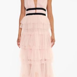 NEVER BEEN WORN, TRUE DECADENCE Dustry Rose Tier Ruffle Gown, Size14, Tags on